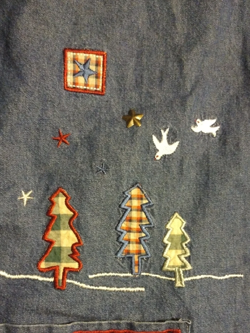 Vintage Teddi Blue Denim Jacket with Tan Corduroy Collar and Red Stitching - Picture 7 of 14